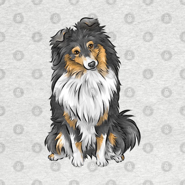 Sheltie | Shetland Sheepdog | Tricolour | Cute Dog Art by Shirin Illustration